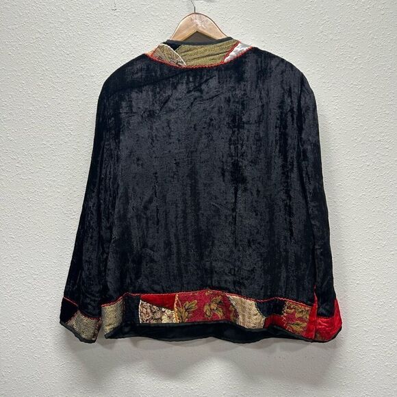Allure Vintage Velvet Patchwork Tapestry Artsy Button Up Jacket Wommen’s Size L - Picture 8 of 13
